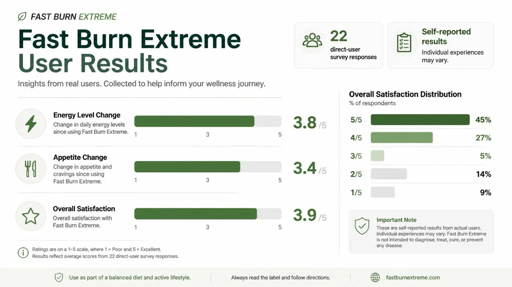 Fast Burn Extreme average user ratings for energy, appetite, and overall satisfaction
