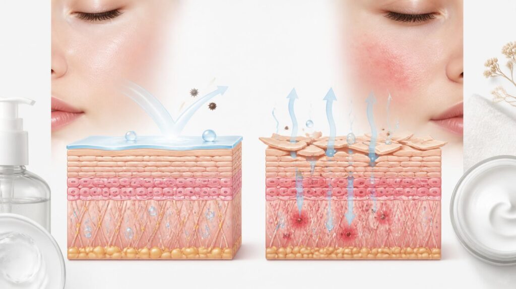 Comparison of healthy and damaged skin barriers